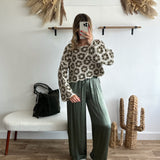 Pull crochet kaki