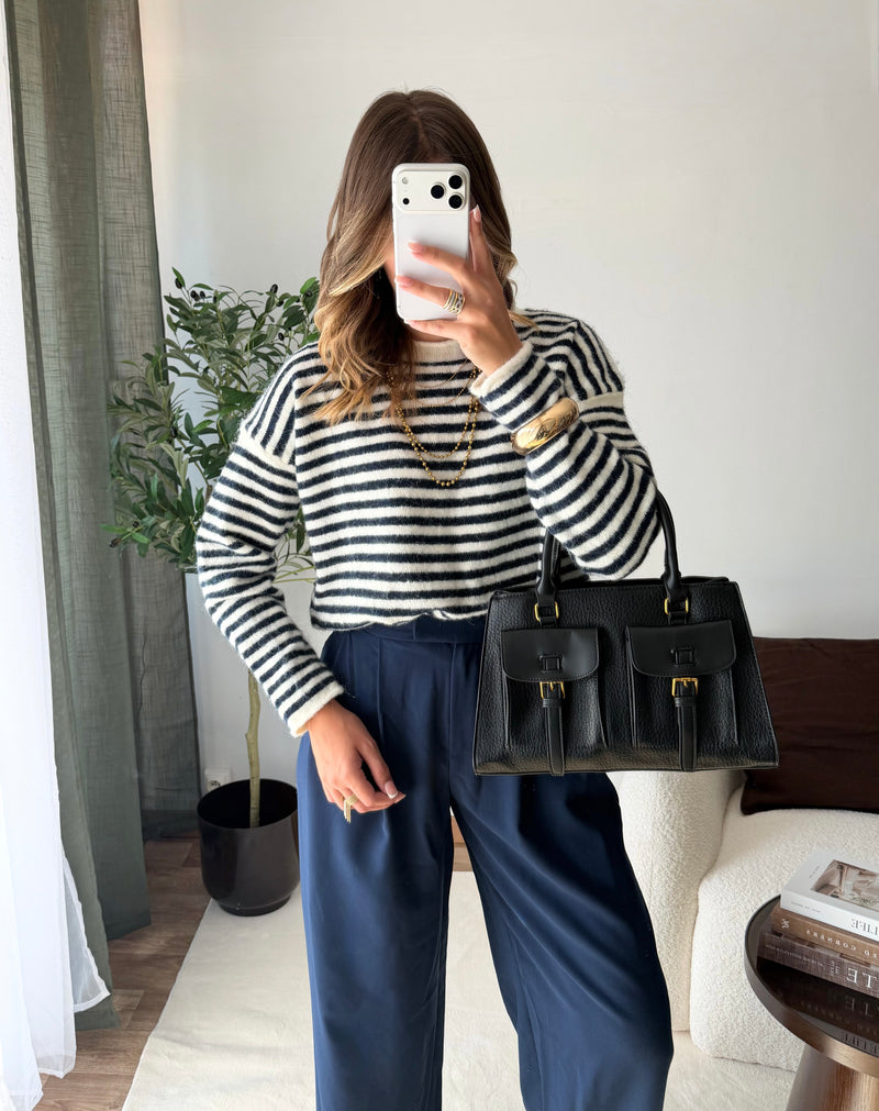 Pull rayures bleu
