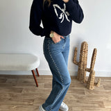 Jean clouté bleu