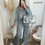 Ensemble à sequins gris