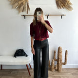 Pantalon wide leg simili