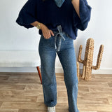 Jean wide leg strass