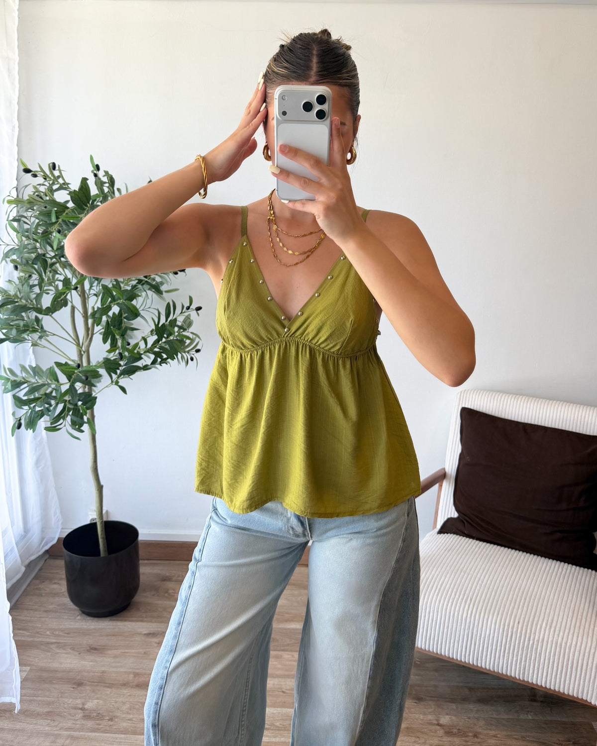 Débardeur clou vert olive