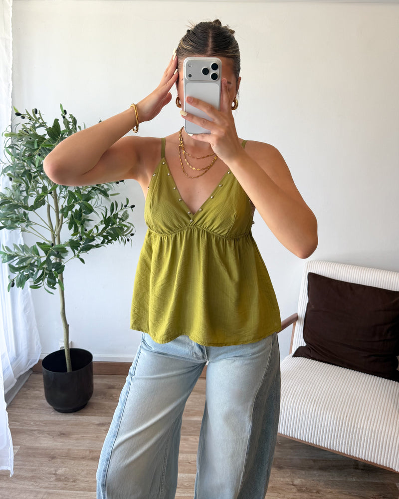 Débardeur clou vert olive