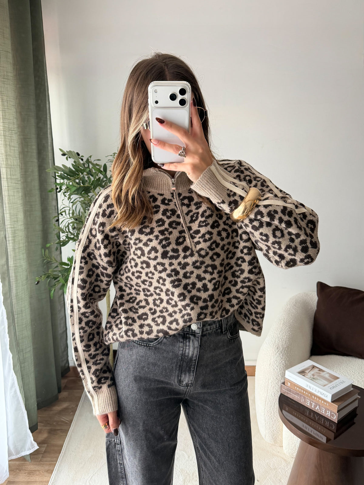 PRÉCOMMANDE Pull zip léopard