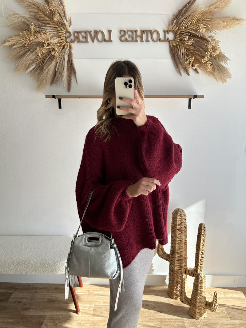 Pull couture oversize bordeaux 🇮🇹