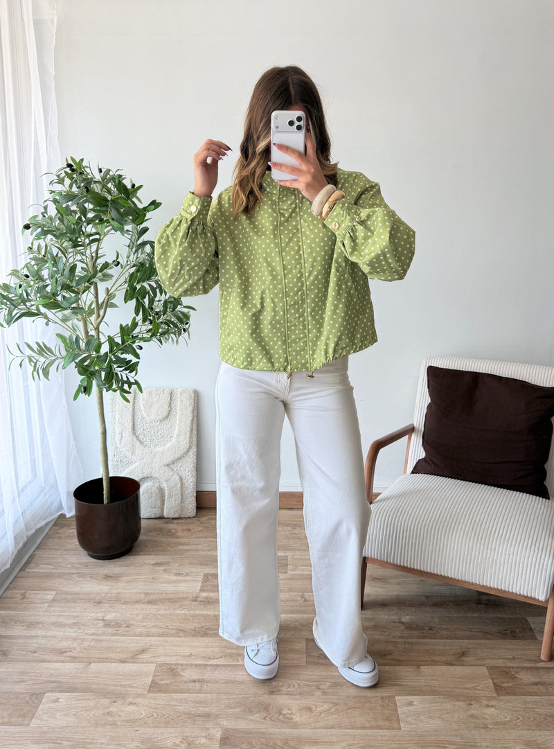 Veste à pois verte