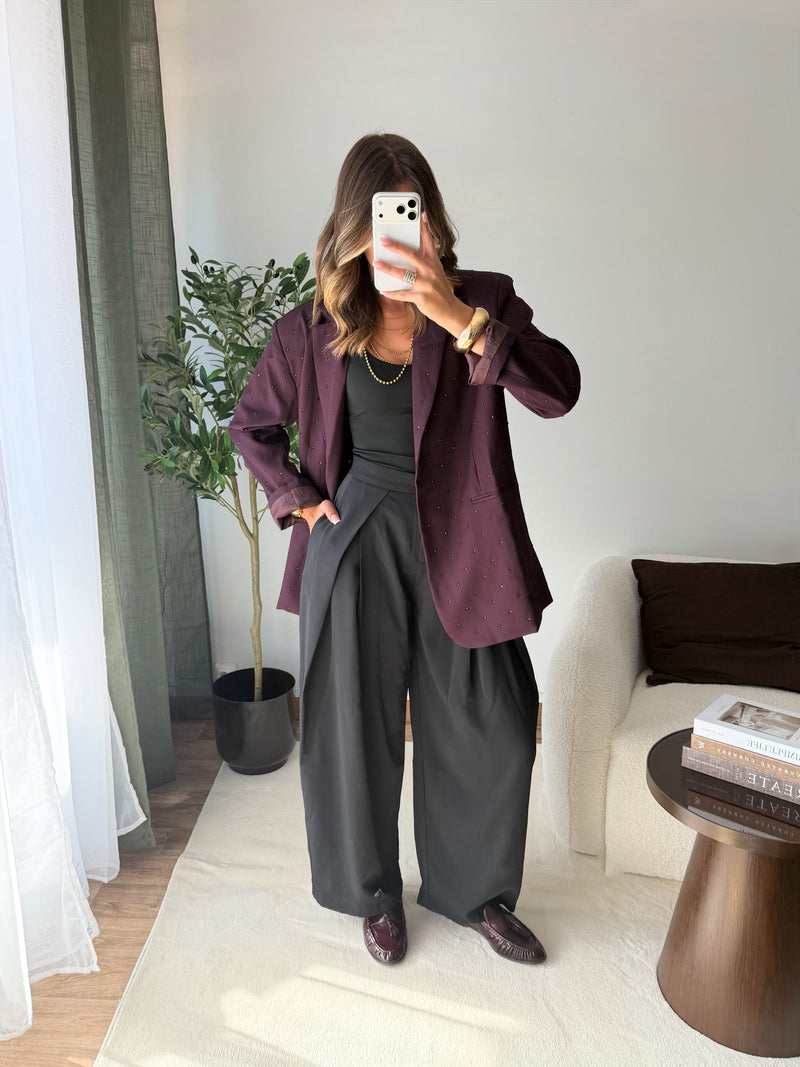 Blazer strass prune