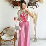 Pantalon gaze de coton rose