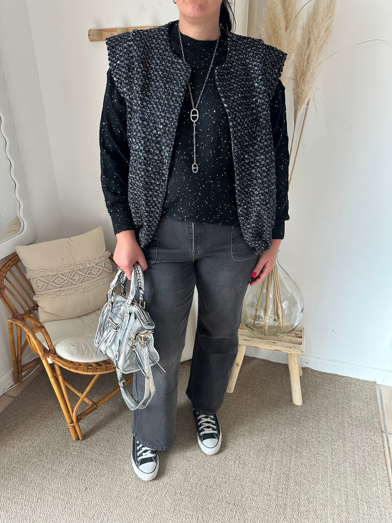 Jean large gris