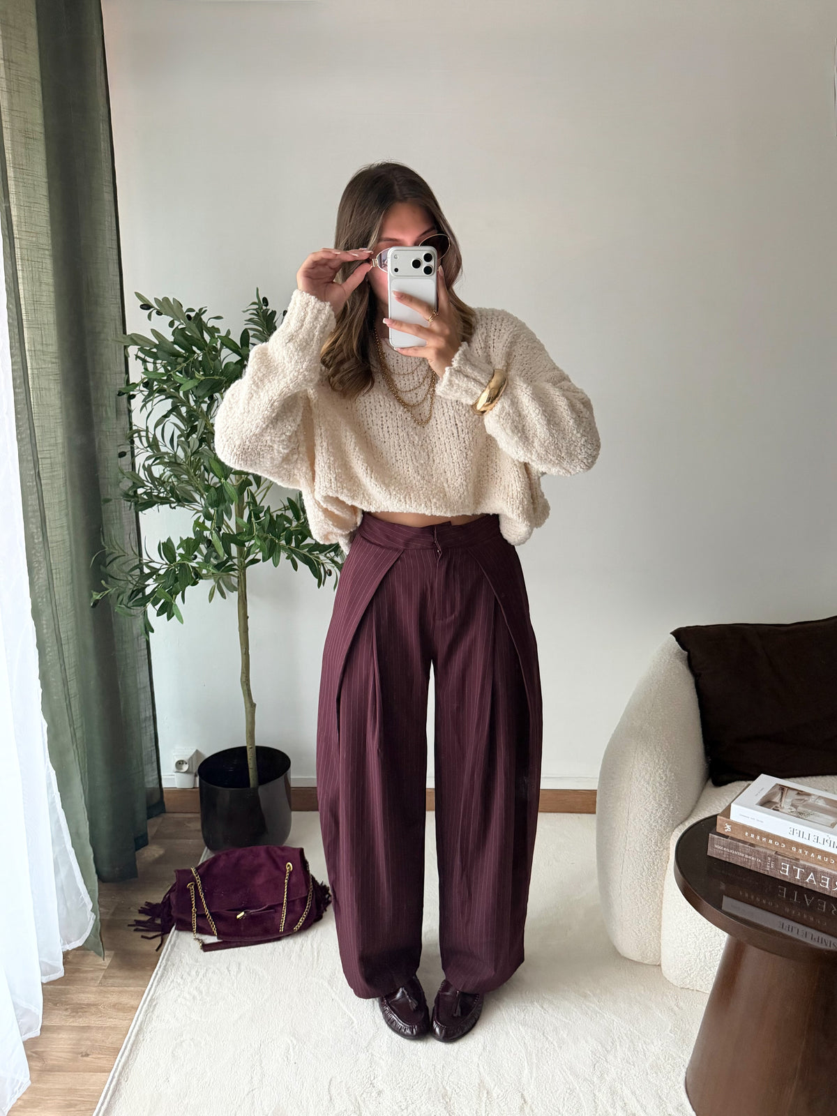 Pantalon Zoé bordeaux