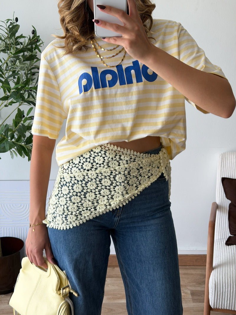 Foulard dentelle jaune