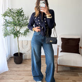 Jean bleu palazzo extra long