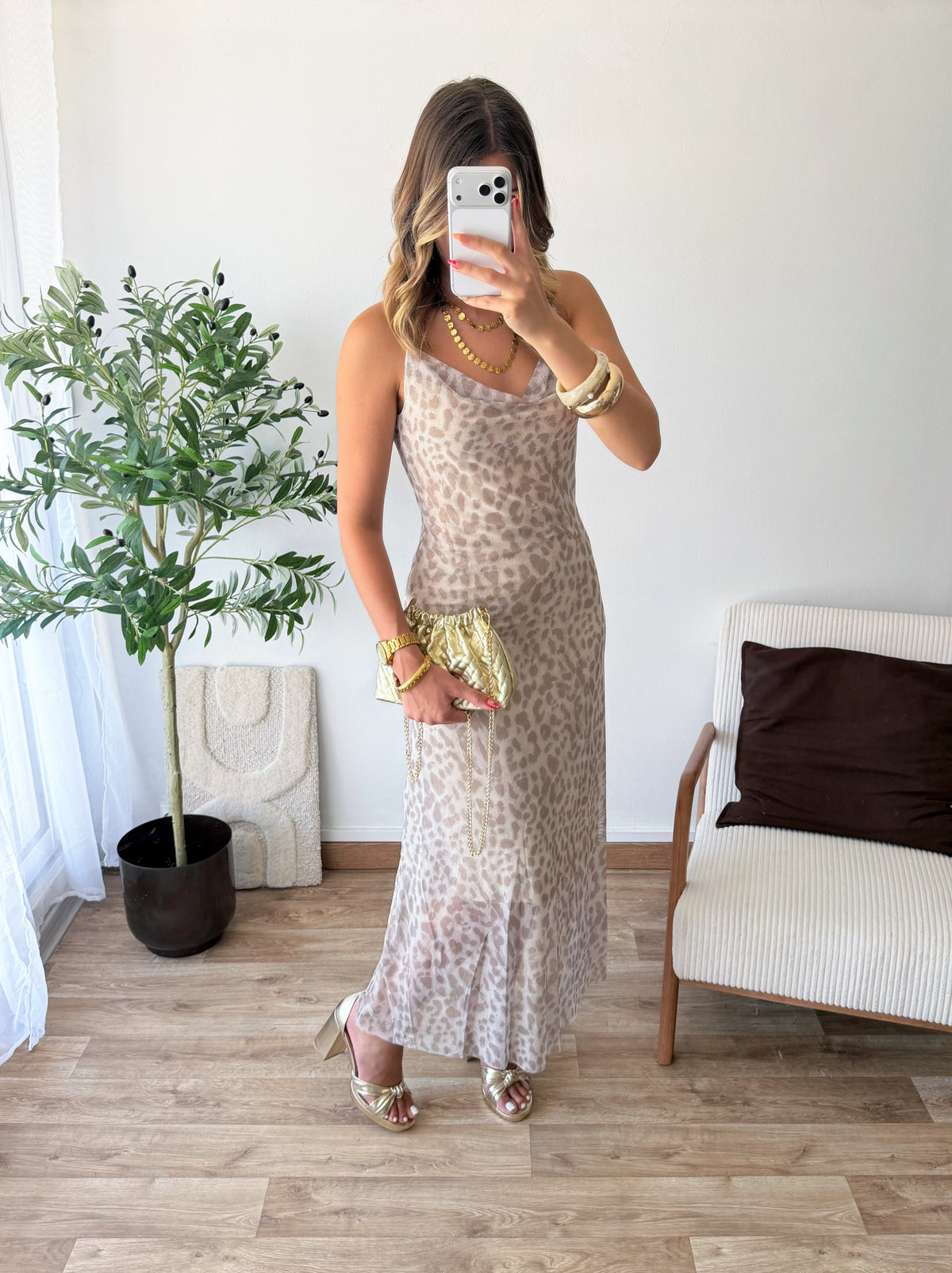 Robe léopard beige