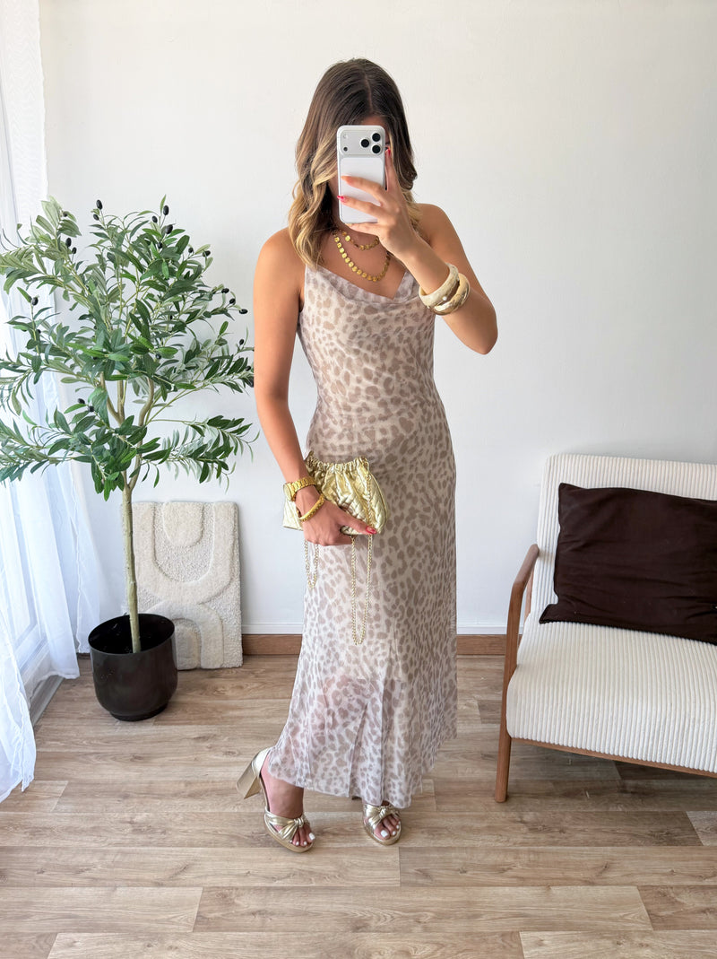 Robe léopard beige