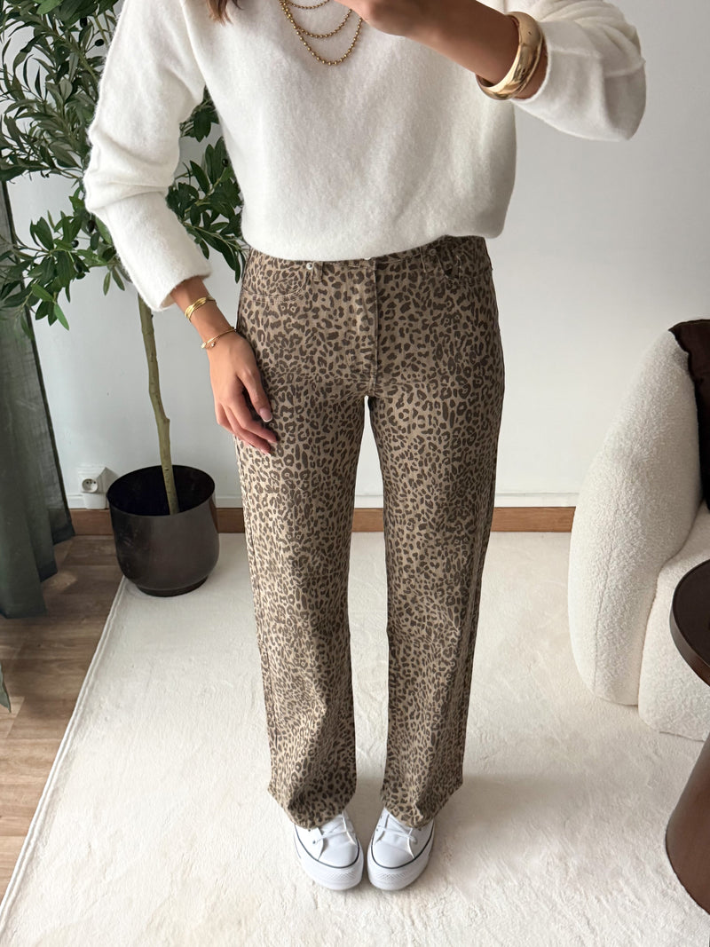 Jean léopard beige