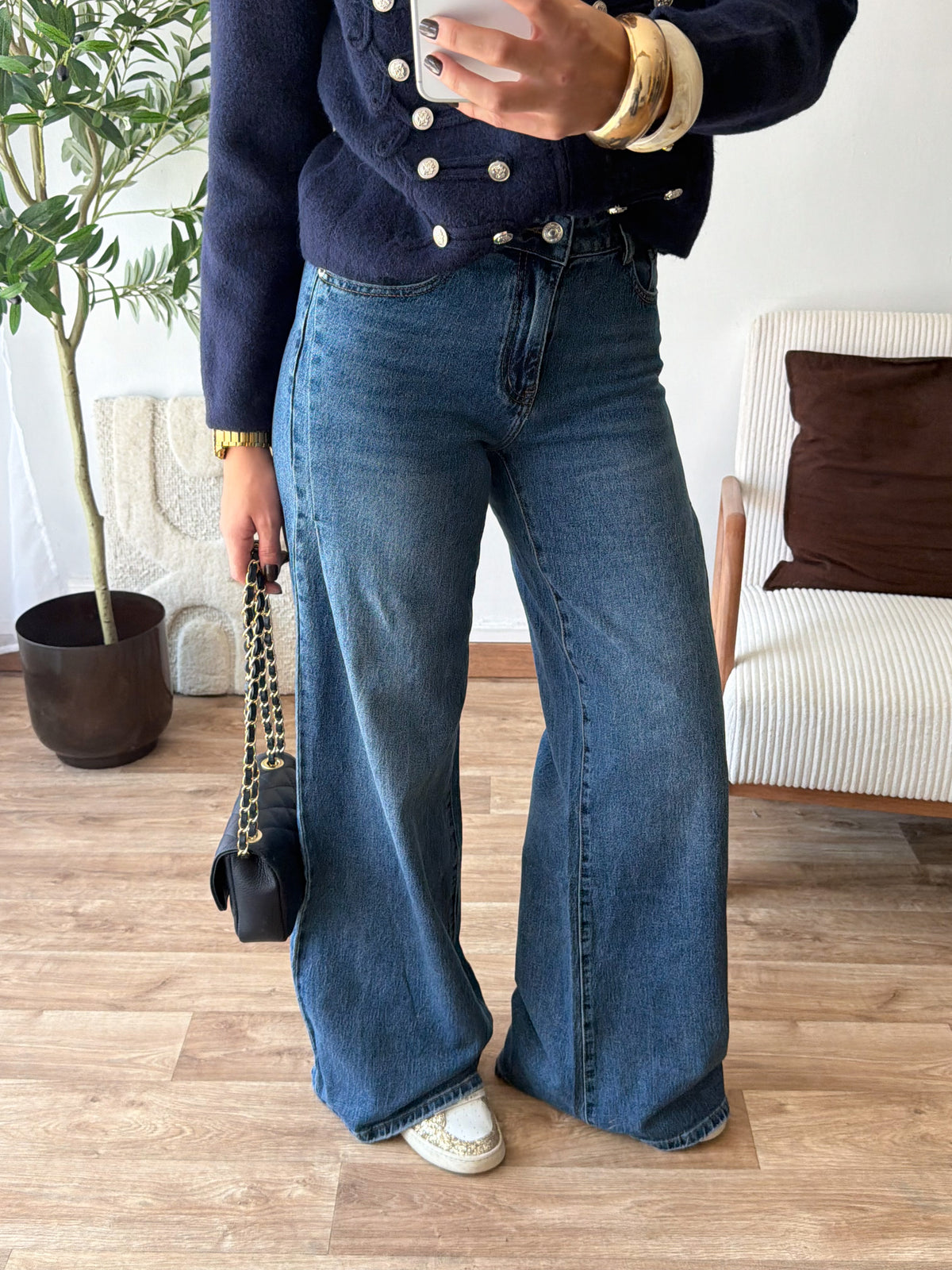 Jean bleu palazzo extra long