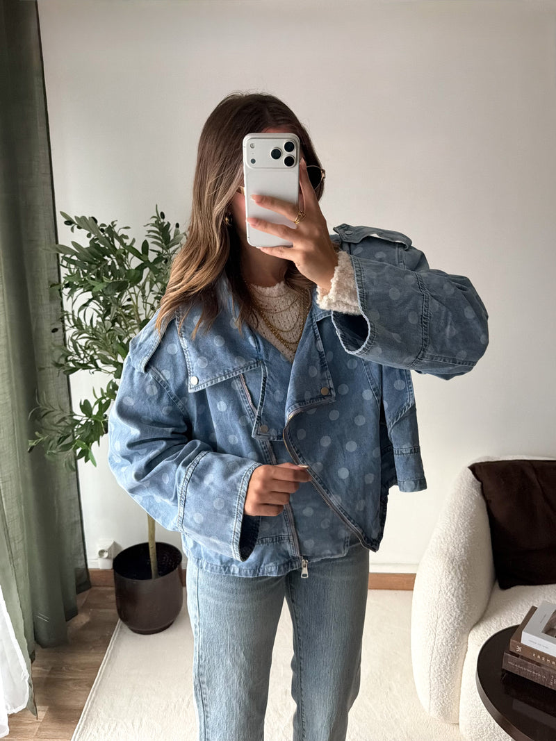 Veste jean à pois oversize