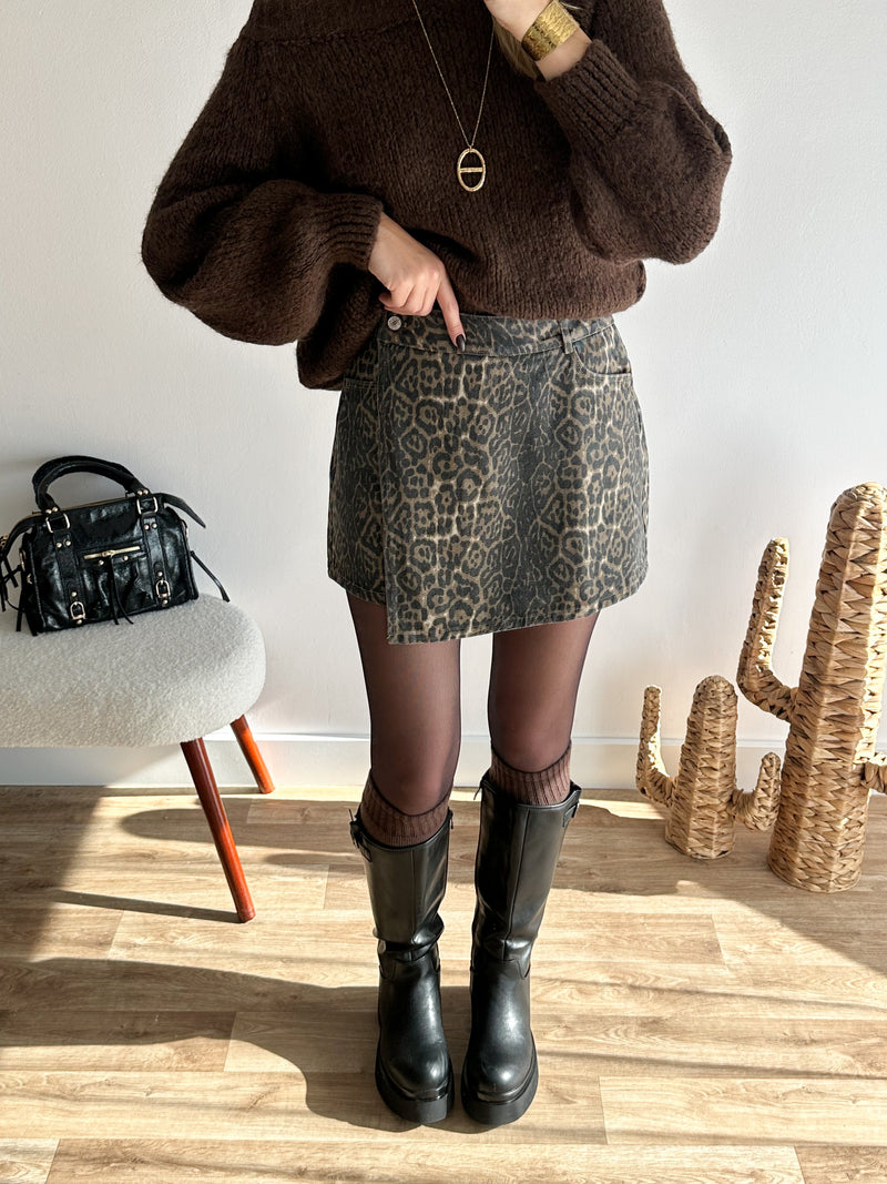 Jupe short léopard