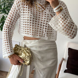 Top crochet blanc
