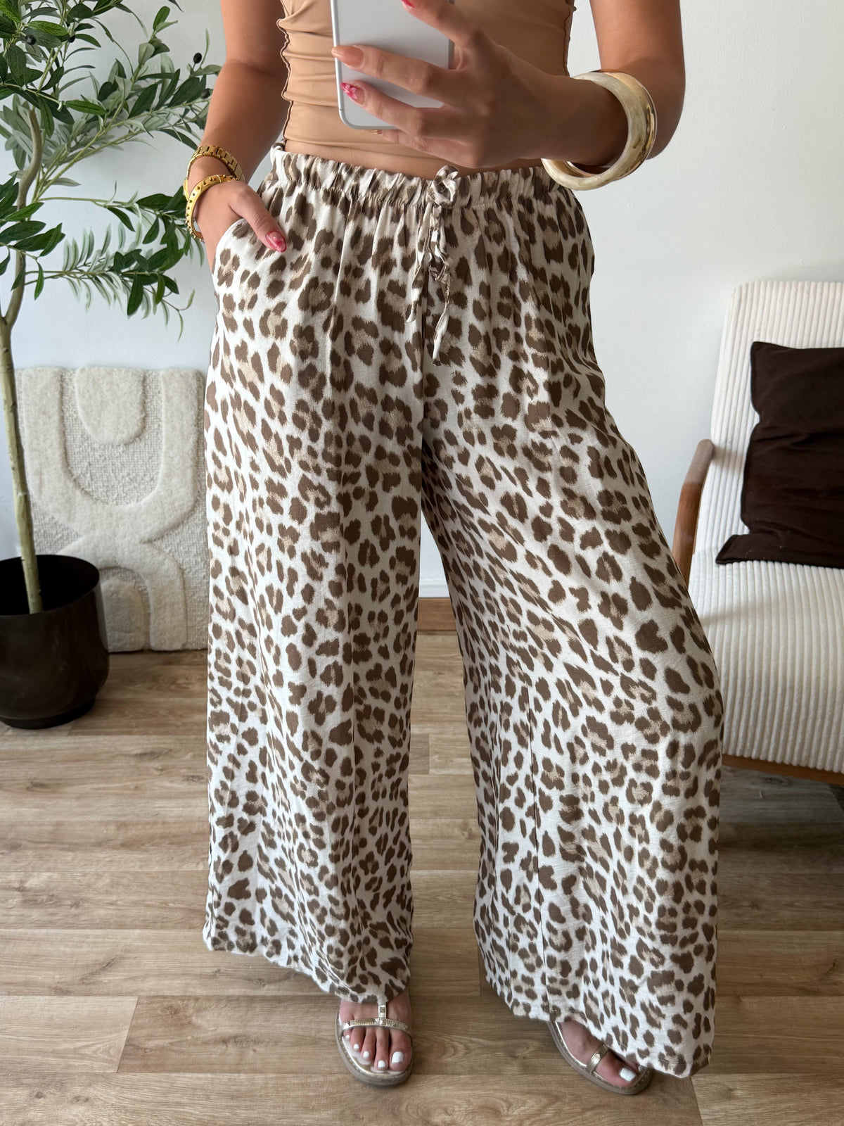 Pantalon léopard beige