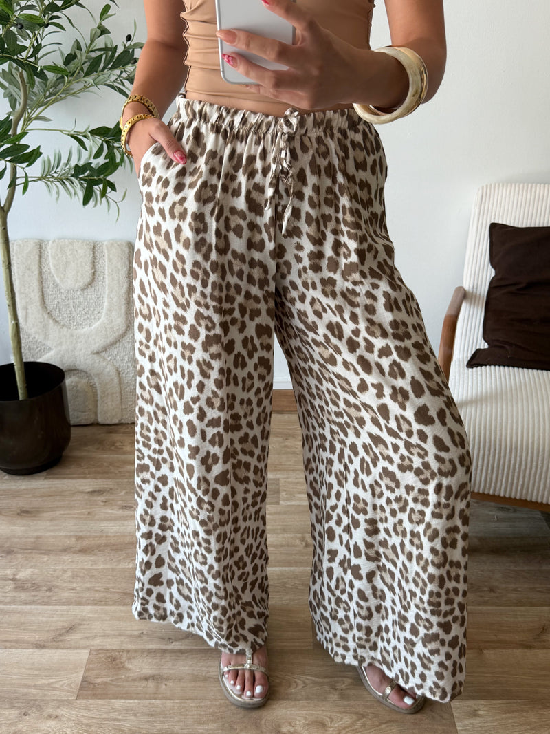 Pantalon léopard beige