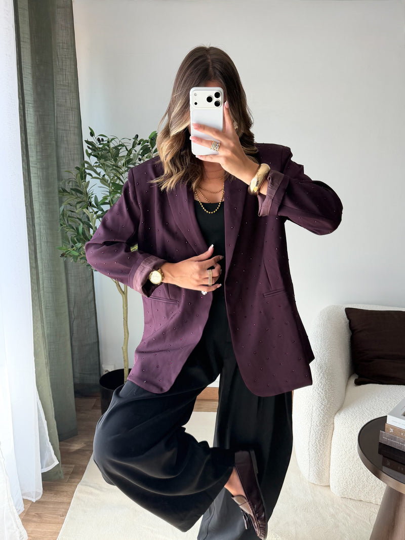 Blazer strass prune