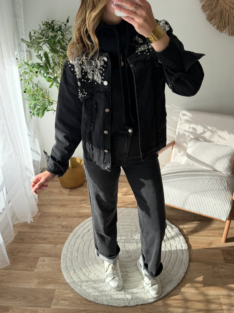 Veste en jean brillante