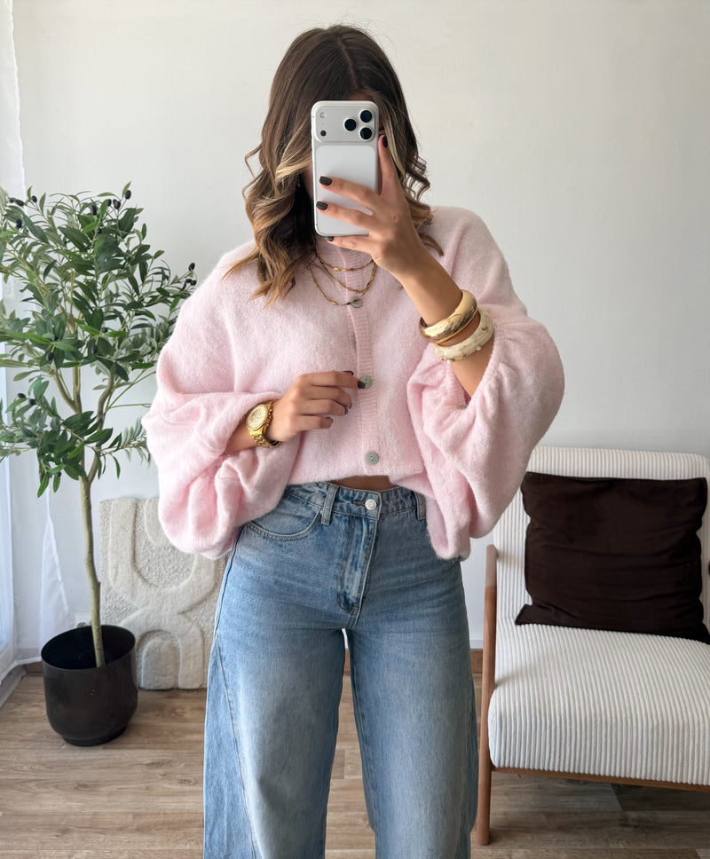 Gilet oversize rose