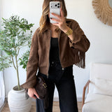 Veste franges chocolat