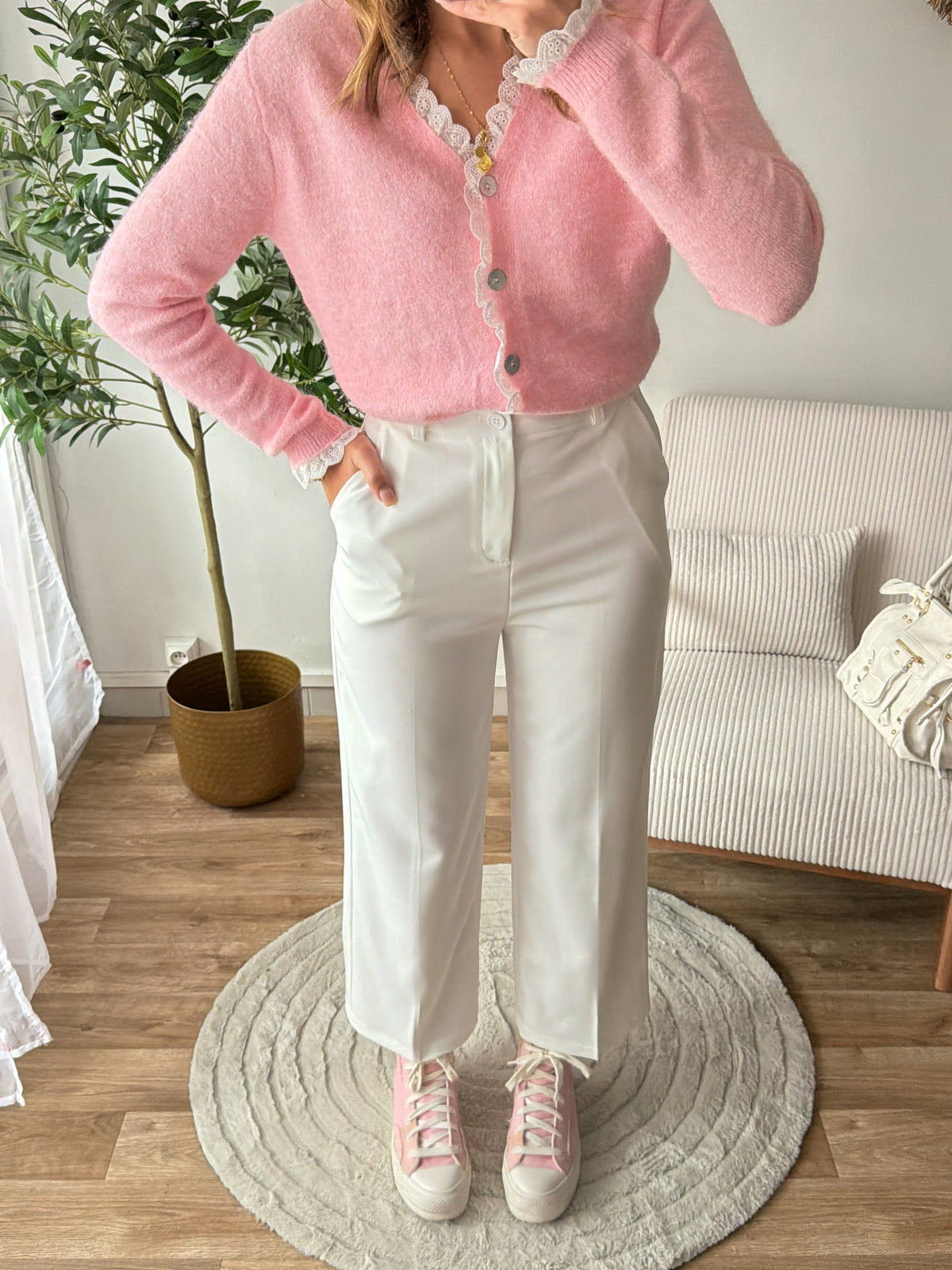 Pantalon tailleur blanc
