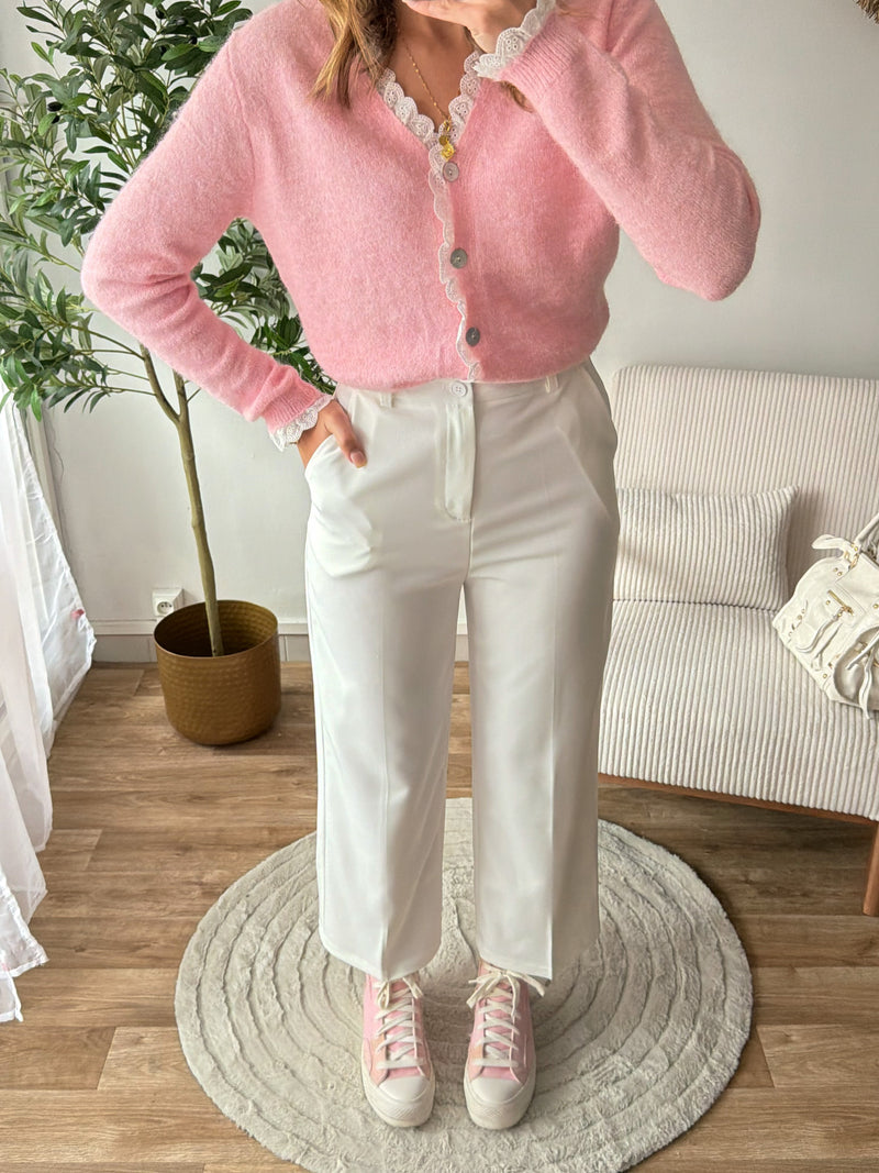 Pantalon tailleur blanc