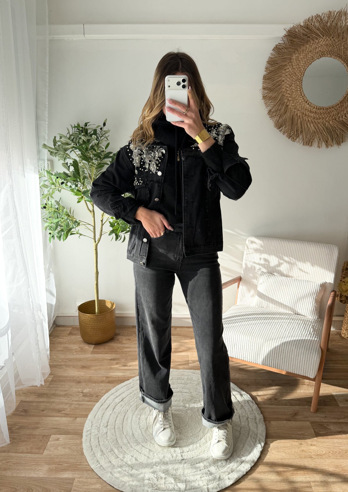 Veste en jean brillante