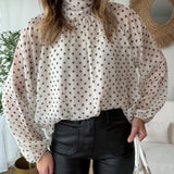 PRÉCOMMANDE Blouse pois blanche ( expédition dans 1 semaine )