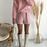 Short en tweed rose
