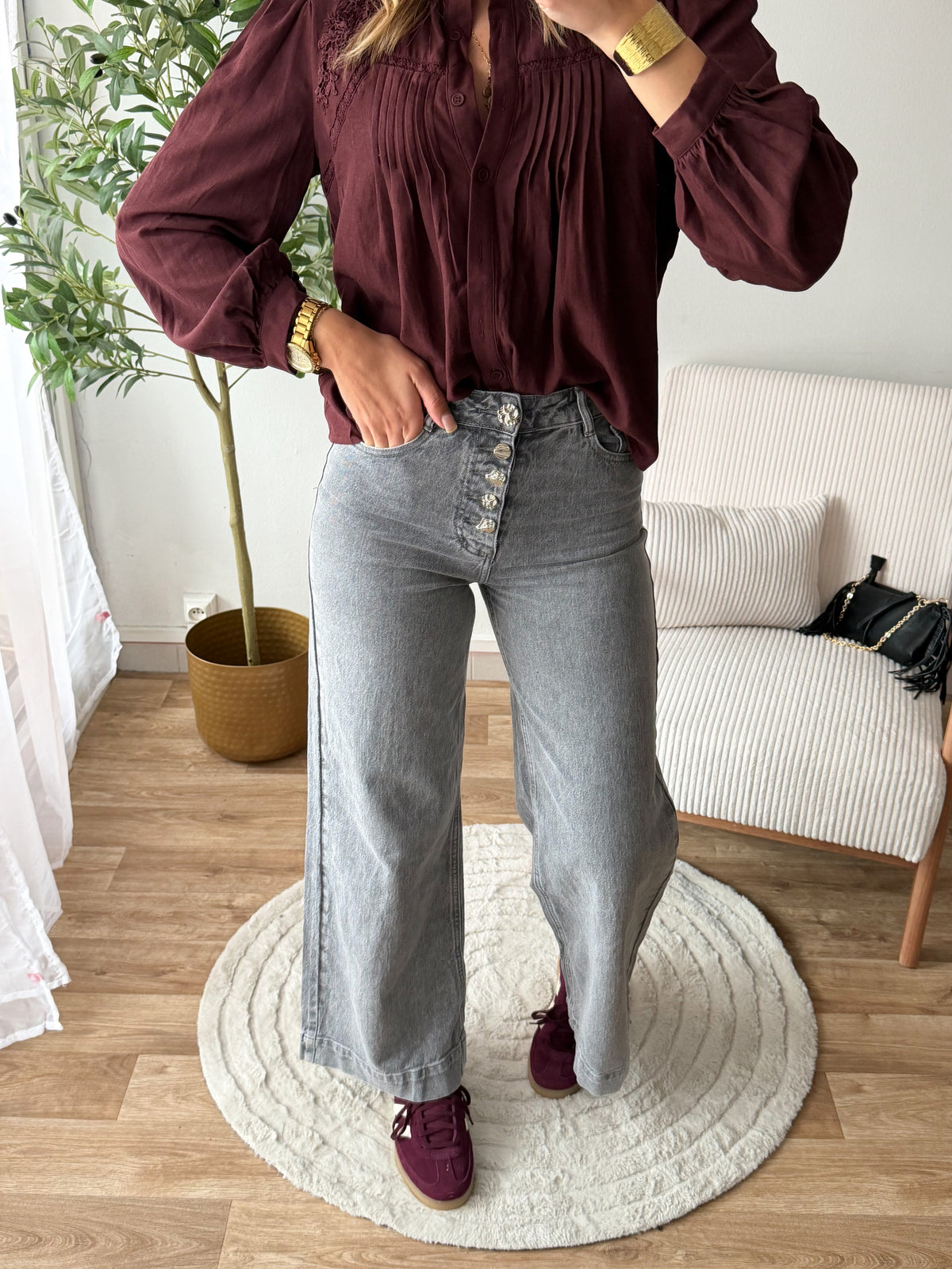 Jean large gris