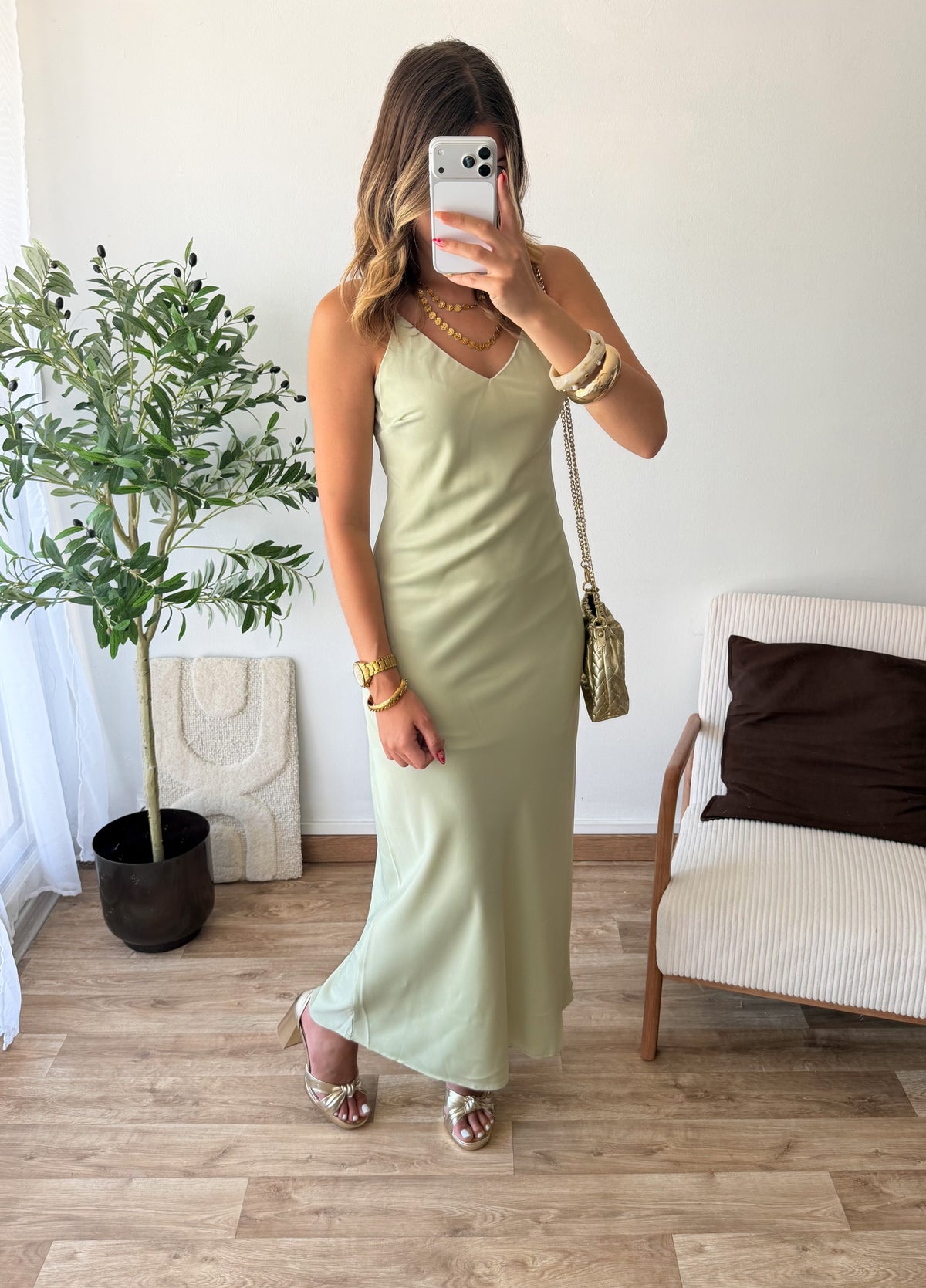 Robe dos nu vert d’eau