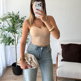 Top à coques beige