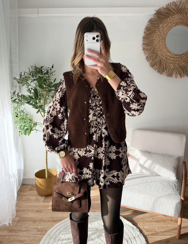 Veste teddy chocolat