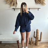 Short à pois bleu marine