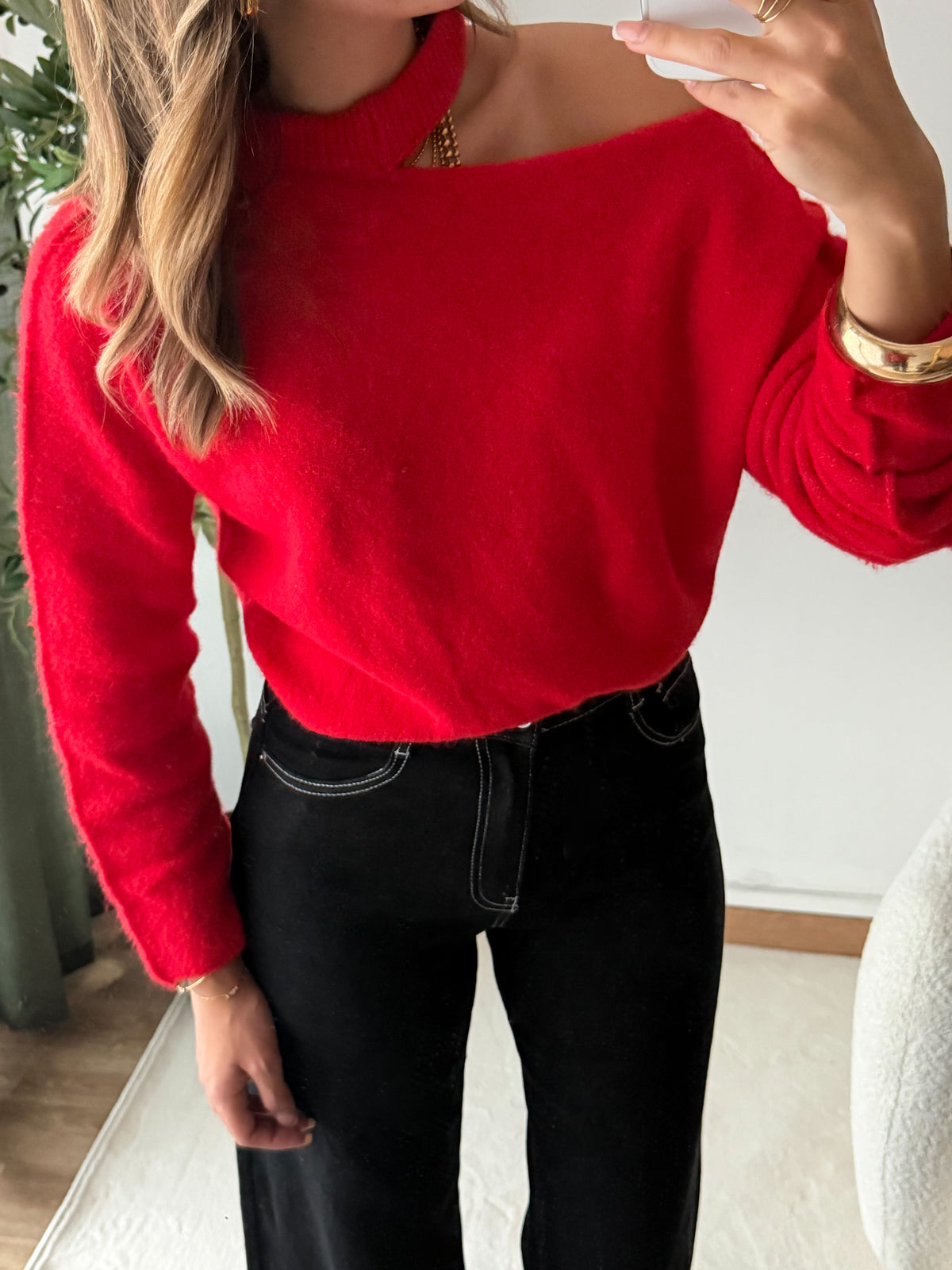PRÉCOMMANDE Pull asymétrique Lova rouge