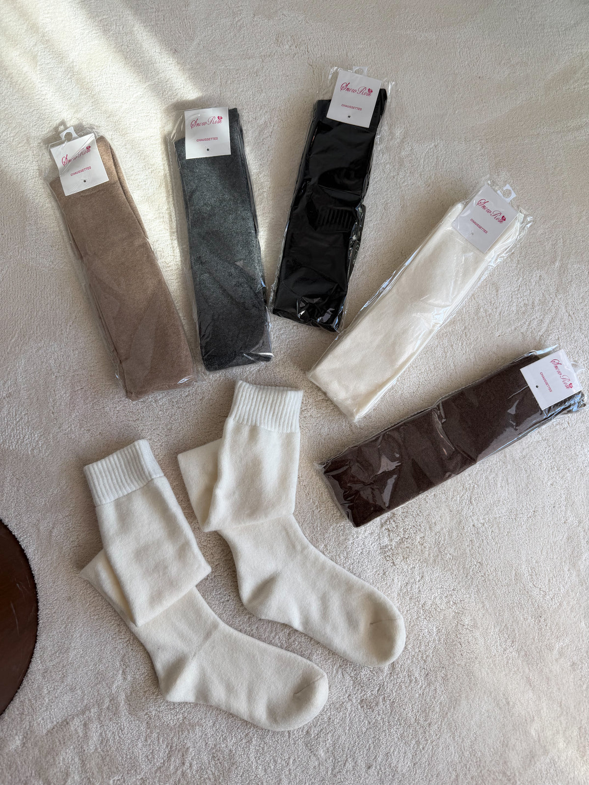 PRÉCOMMANDE Chaussettes hautes pour bottes ( pour écru et marron )