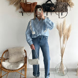 Jean asymétrique bleu