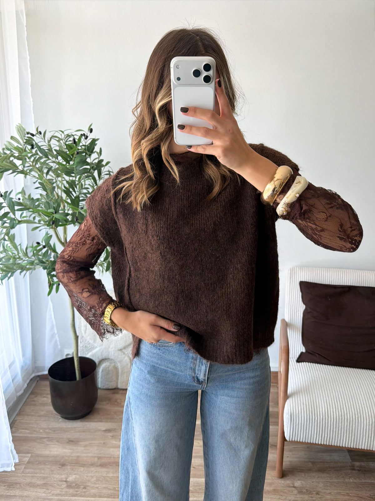 PRECOMMANDE Pull dentelle chocolat ( exp à partir du 22/09 )