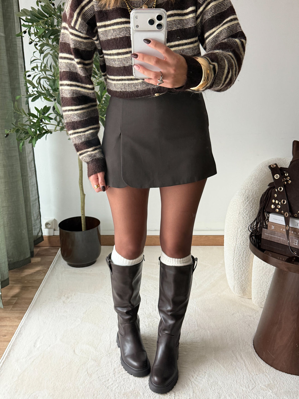 Jupe short Sandra marron