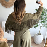 Veste franges kaki