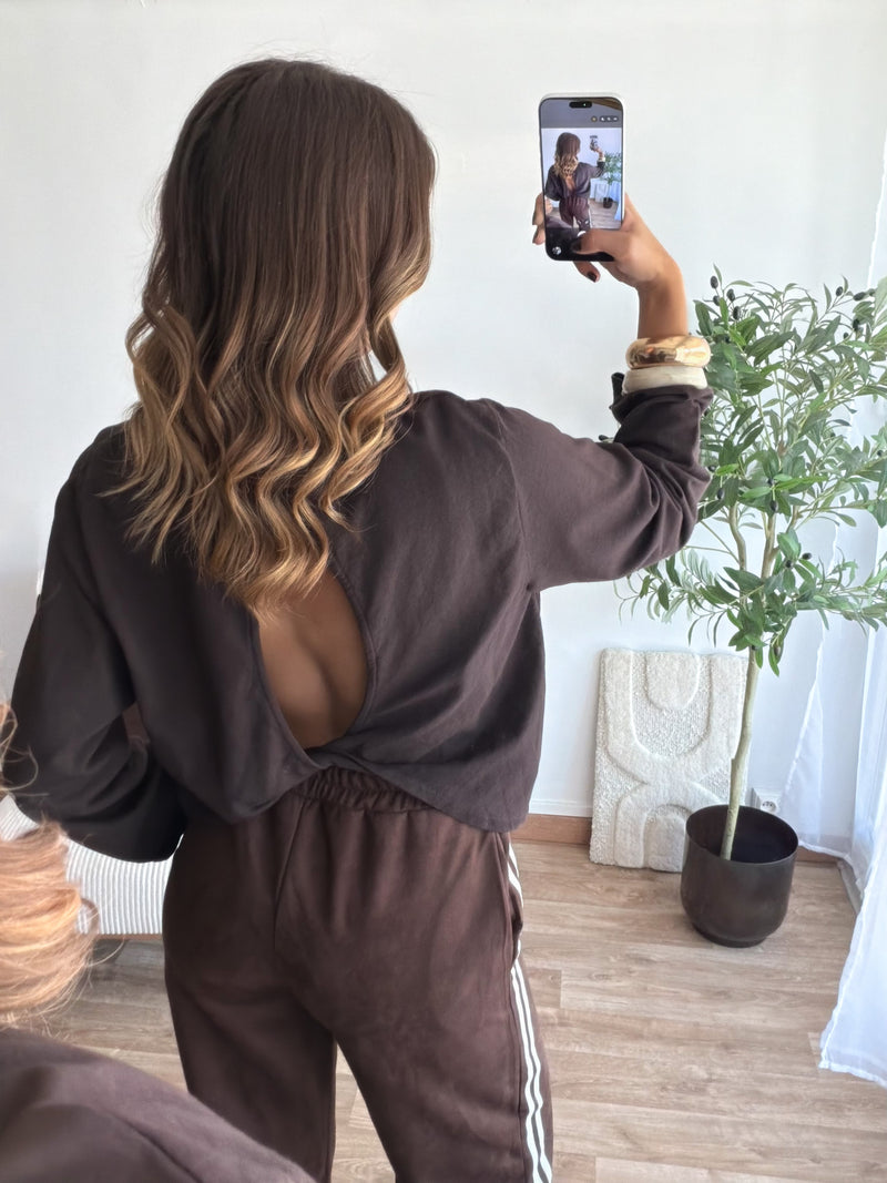 T-shirt dos nu Levana choco