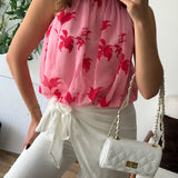 Top effet boule rose