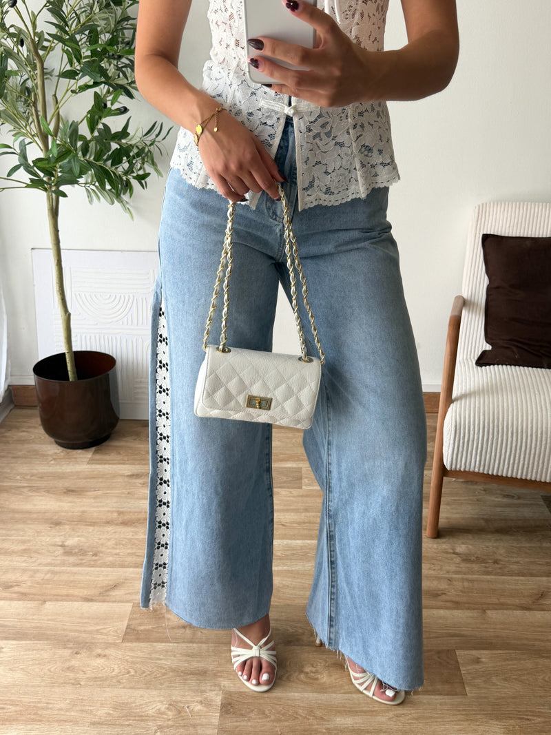 Jean large dentelle