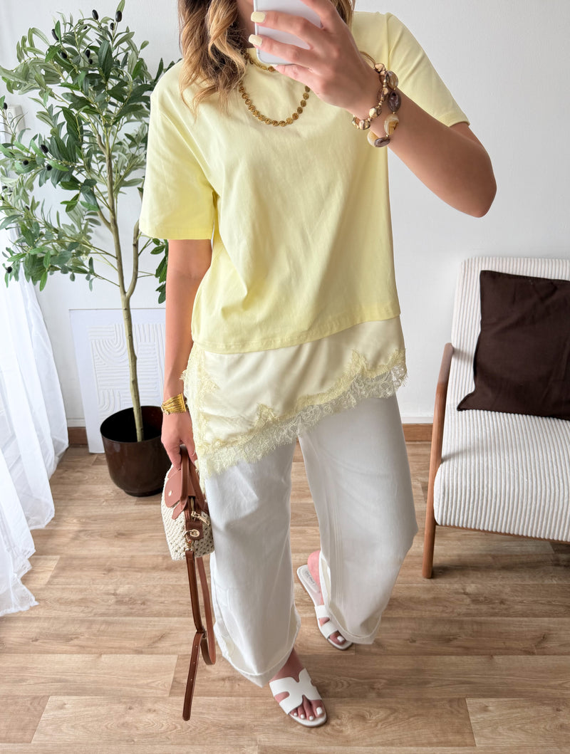 T-shirt asymétrique jaune